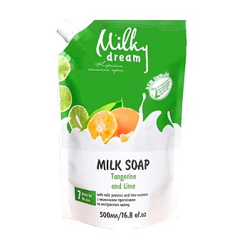 foto жидкое крем-мыло milky dream танжерин и лайм, с молочным протеином и экстрактом лайма, 500 мл (дойпак)