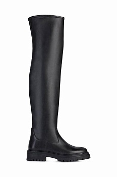 foto шкіряні чоботи geox iridea жіночі колір чорний на плоскому ходу