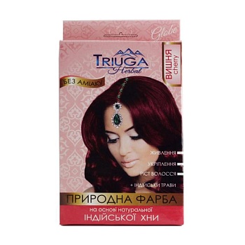 foto безаммиачная краска для волос triuga herbal на основе натуральной индийской хны, вишня, 25 г