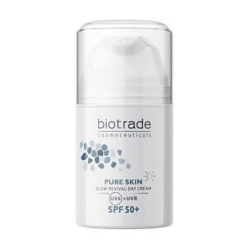 foto дневной ревитализирующий крем для лица biotrade pure skin day cream spf 50+ против первых признаков старения, 50 мл