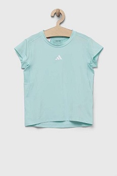 foto дитяча футболка adidas колір бірюзовий