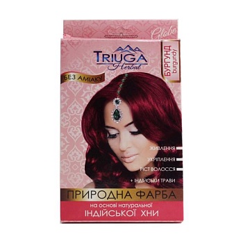 foto безаммиачная краска для волос triuga herbal на основе натуральной индийской хны, бургунд, 25 г