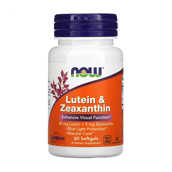 foto диетическая добавка в гелевых капсулах now foods lutein & zeaxanthin лютеин 25 мг + зеаксантин 5 мг, 60 шт