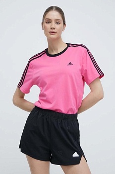foto бавовняна футболка adidas жіноча колір рожевий is1565
