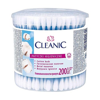 foto ватные палочки в круглой банке cleanic face care cotton buds, 200 шт