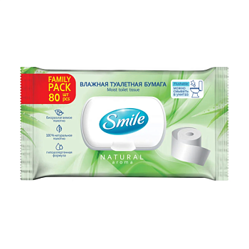 foto влажная туалетная бумага smile family pack для взрослых, с клапаном, 80 шт
