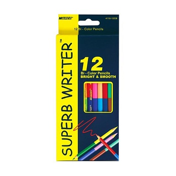 foto набор двухсторонних цветных карандашей marco superb writer, 12 цветов (4110-12cb)