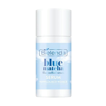 foto зволожувальна та заспокійлива сироватка для обличчя bielenda blue matcha blue coctail serum, 30 г