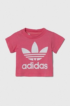 foto бавовняна футболка для немовлят adidas originals trefoil tee колір рожевий