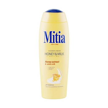foto крем-гель для душу mitia shower cream мед з молоком, 400 мл