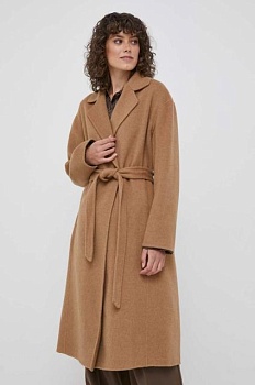 foto вовняне пальто polo ralph lauren колір бежевий перехідне oversize