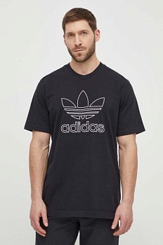 foto бавовняна футболка adidas originals trefoil tee чоловіча колір чорний з принтом iu2347