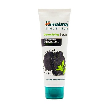 foto детокс-скраб для лица himalaya herbals detoxifying scrub with activated charcoal с углем и зеленым чаем, 75 мл