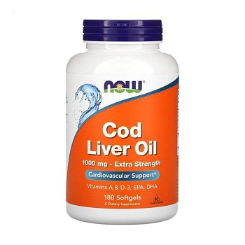 foto диетическая добавка в капсулах now foods cod liver oil рыбий жир из печени трески 1000 мг, 180 шт