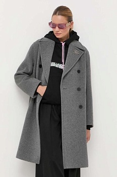 foto вовняне пальто karl lagerfeld колір сірий перехідне