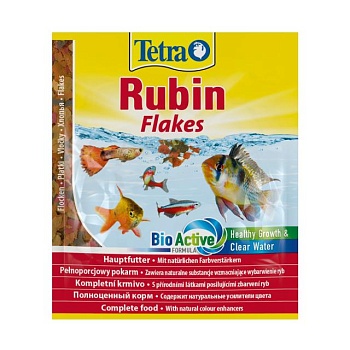 foto корм для аквариумных рыб tetra rubin flakes в хлопьях, для окраски, 12 г