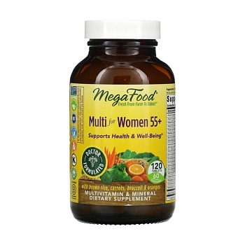 foto диетическая добавка мультивитамины и минералы в таблетках megafood multi for women 55+ для женщин, 120 шт