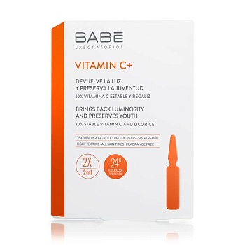 foto ампулы-концентрат babe laboratorios vitamin c + с антиоксидантным эффектом, 2*2 мл