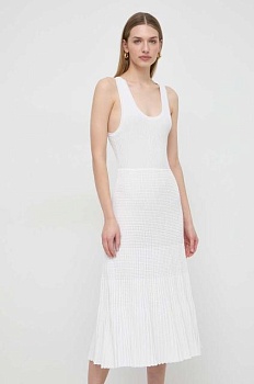 foto платье pinko цвет белый maxi расклешённая