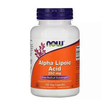 foto диетическая добавка в капсулах now foods alpha lipoic acid альфа-липоевая кислота, 250 мг, 120 шт