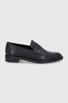 foto шкіряні мокасини vagabond shoemakers frances жіночі колір чорний на плоскому ходу