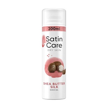 foto гель для гоління gillette satin care dry skin shea butter silk shave gel жіночий, для сухої шкіри, 200 мл