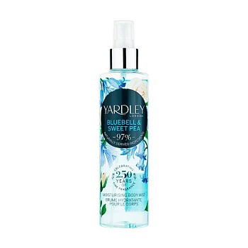 foto парфюмированный спрей для тела yardley bluebell & sweet pea moisturising fragrance body mist женский, 200 мл
