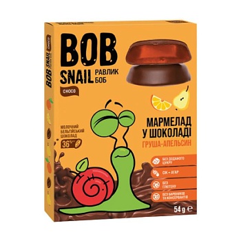 foto мармелад bob snail груша-апельсин в молочном шоколаде, 54 г