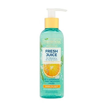 foto зволожувальний міцелярний гель для вмивання обличчя bielenda fresh juice апельсин, 190 г