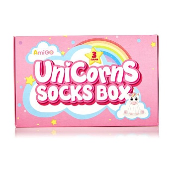 foto набір шкарпеток дитячих amigo, unicorns socks, 3 пари, розмір 18-20