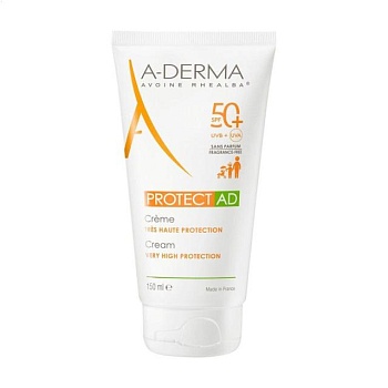 foto сонцезахисний крем для тіла a-derma protect ad cream very high protection spf 50+, 150 мл