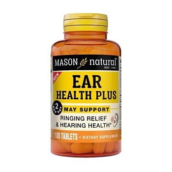foto диетическая добавка в таблетках mason natural ear health plus здоровье ушей, 100 шт