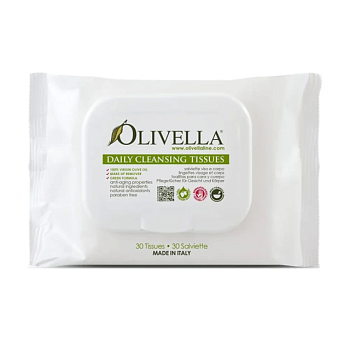 foto очищающие салфетки для лица и тела olivella daily cleansing tissues, 30 шт