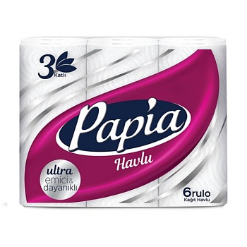 foto бумажные полотенца papia 3-слойные, 85 отрывов, 6 рулонов