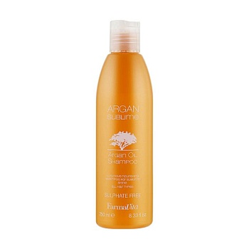 foto бессульфатный шампунь для волос farmavita argan sublime shampoo с аргановым маслом, 250 мл