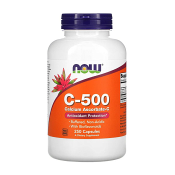 foto харчова добавка в капсулах now foods vitamin c-500 calcium ascorbate-с вітамін с та аскорбат кальцію, 250 шт