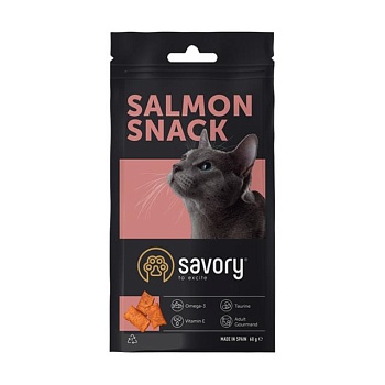 foto ласощі для кішок savory salmon snack з лососем, 60 г