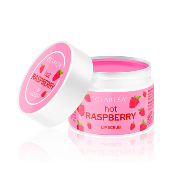 foto скраб для губ claresa lip scrub hot raspberry гаряча малина, 15 г