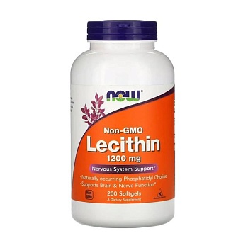 foto дієтична добавка в желатинових капсулах now foods lecithin лецитин 1200 мг, 200 шт
