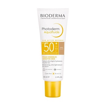 foto солнцезащитная тональная эмульсия bioderma photoderm aquafluide golden spf 50+ для чувствительной кожи лица, 40 мл