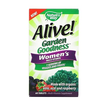 foto дієтична добавка мультивітаміни в таблетках nature's way alive! garden goodness women's multi-vitamin для жінок, 60 шт
