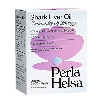foto диетическая добавка в капсулах perla helsa shark liver oil immunity & energy акулий жир с алкилглицеролом, 500 мг, 60 шт
