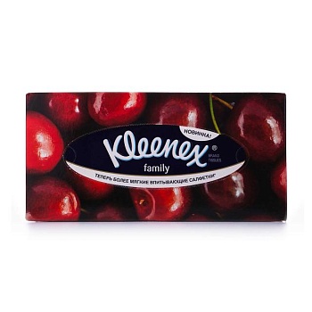 foto косметичні серветки kleenex family 2-шарові, в коробці, 150 шт