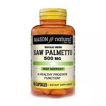 foto диетическая добавка в капсулах mason natural saw palmetto пальметто для здоровья простаты 500 мг, 90 шт
