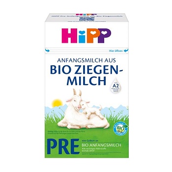 foto детская органическая сухая молочная смесь hipp pre на козьем молоке, с рождения, 400 г