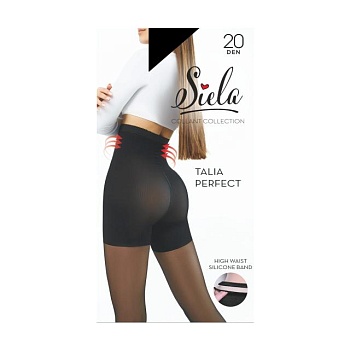 foto колготки женские siela talia perfect с высокой талией и моделирующими шортиками, 20 den, nero, размер 2