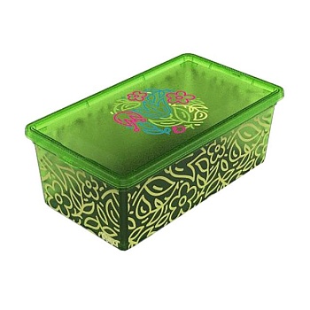 foto контейнер для хранения с крышкой qutu light box flouresent green 11.5*19*33.5 см, 5 л