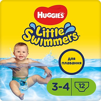 foto трусики-подгузники для плавания huggies little swimmers размер 3-4 (7-15 кг), 12 шт