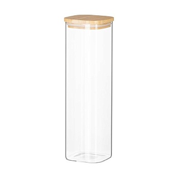foto банка для хранения продуктов ardesto fresh с бамбуковой крышкой, квадратная, 1.3 л (ar1313bls)