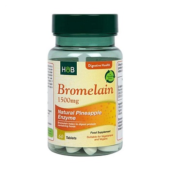 foto диетическая добавка в таблетках holland & barrett bromelain бромелайн 1500 мг, 60 шт